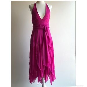 MaxAzria Collection hot pink halter neck dress